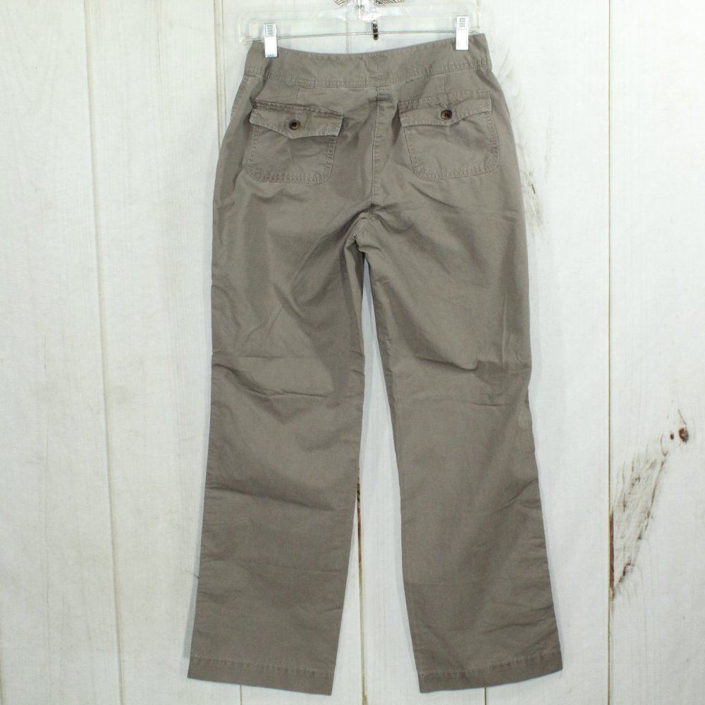 LL Bean Signature Green Cotton Wide Leg Ankle-Length Utility Pants Size 4 - Picture 9 of 10